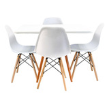 Kit Mesa Eiffel Branca Quadrada 80cm 04 Cadeiras Eiffel