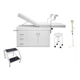 Kit Mesa Ginecológica Banco Escada Foco De Led