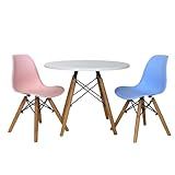 Kit Mesa Infantil Com 2 Cadeiras Charles Eames Eiffel Rosa E Azul