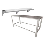 Kit Mesa Inox Petshop Banho E Tosa Prateleira Aérea 143x22