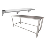 Kit Mesa Inox Petshop Banho E Tosa Prateleira Aérea 143x22