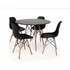 Kit Mesa Jantar Eiffel 90cm Preta + 4 Cadeiras Eames Eiffel