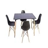 Kit Mesa Jantar Retangular Eiffel 120x80cm Preta 4 Cadeiras Eames Eiffel Preta