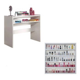 Kit Mesa Manicure C prateleira Expositor De Esmaltes