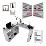 Kit Mesa Manicure Expositores Carrinho Aux Nichos 