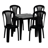 Kit Mesa Plastica Quadrada 4 Cadeira Plástica Cozinha Bistrô
