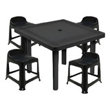 Kit Mesa Quadrada Desmontável Com 4 Banco Banqueta Plastico
