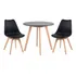 Kit Mesa Redonda Leda Eames 90 Cm Preto + 2 Cadeiras Eiffel 