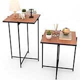 Kit Mesas Laterais Alta E Baixa Quadrada Centro Apoio Freijó