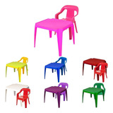Kit Mesinha E 1 Cadeira Poltrona Infantil Plástica Colorida