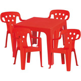 Kit Mesinha E 4 Cadeira Poltrona Infantil Plástica Colorida