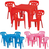 Kit Mesinha E 4 Cadeira Poltrona Infantil Plástica Colorida