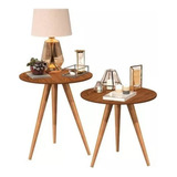 Kit Mesinhas Laterais Sofa Sala Madeira Canto Maravilhosas