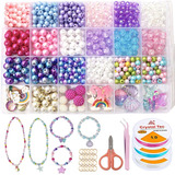 Kit Miçanga Infantil Colorida Pérola Pulseiras Colar 690 Pçs