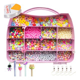 Kit Miçanga Para Montar Pulseira Infantil 2500 Peças Fio