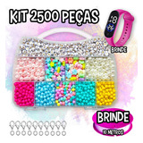 Kit Miçangas 2500 Pçs Montagem Bijuteria Pulseira Infantil Comprimento 6 Mm Cor Cinza Diâmetro 6 Mm