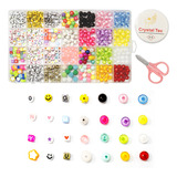 Kit Miçangas Colorida 500 Pç P fazer Pulseiras E Brinde Diy