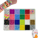 Kit Miçangas Infantil Coloridas De Vidro Pulseira 2500 Pçs