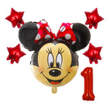 Kit Mickey Minnie Gigantes Com Número Balão Metalizado Mikey