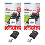 Kit Micro Sd 2 Unidades Cartão 128gb Sandisk Ultra