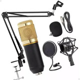 Kit Microfone Bm800 Pop Filter Aranha Braço Articulado Cor Preto