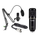 Kit Microfone Condensador Bm800 Plus Cabo Xlr Xlr Waver Cor Preto