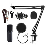Kit Microfone Condensador Lm 260 Lexsen Profissional Estúdio Cor Preto