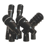 Kit Microfone Para Bateria Drk A3 C2 1 Bumbo 2 Tons 2 Over Cor Preto