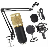 Kit Microfone Profissional Podcast Condensador Estúdio
