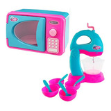 Kit Microondas Luz E Som Batedeira Infantil Brinquedo