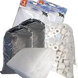 Kit Midia Filtragem Aquário 2kg Carvão Ativado 2Kg Cerâmica 1m Perlon 2Bolsas Midia