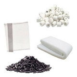 Kit Mídias Filtragem 1kg Cerâmica 1kg Carvão 2 Bolsas 1m Lã