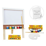 Kit Mini Cavalete Flip Chart Para Pintura Em Folhas Completo