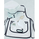 Kit Mini Chef Infantil P Body Avental Touca Luva Colher Pau