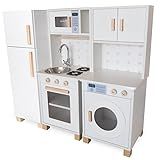 Kit Mini Cozinha Infantil Com Geladeira E Máquina De Lavar Branco