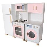 Kit Mini Cozinha Infantil Com Geladeira E Máquina De Lavar Rosa Bebe