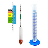Kit Mini Densímetro Cerveja 0 980 1 100 Proveta 100ml Poli