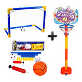 Kit Mini Gol Trave Golzinho Tabela Cesta Basquete Infantil