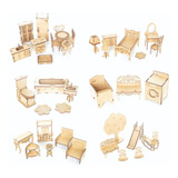 Kit Mini Móveis Mdf Cru Casinha De Bonecas 40 Peças Promoção