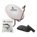 Kit Mini Parabólica Com Receptor Vx10 Banda Ku Hd Vivensis
