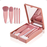 Kit Mini Pinceis C Estojo E Espelho P bolsa Viagem Portatil