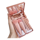Kit Mini Pincel Maquiagem Bolsa Estojo Espelho Cerdas Macias