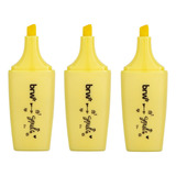 Kit Mini Pincel Marca Texto Tons Pastel Colorido Brw Com 3