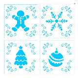Kit Mini Stencils Para Confeitaria 4 Peças Natal 2 Bluestar