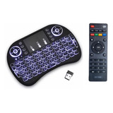 Kit Mini Teclado Sem Fio Tv Pc Note E Controle Universal Box