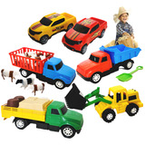 Kit Miniatura Carrinho Trator Caminhão Caminhonete Brinquedo