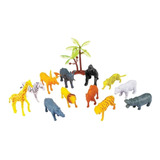 Kit Miniaturas 12 Animais Da Selva Plástico Pvc Brinquedo