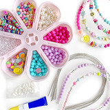 Kit Missangas Coloridas Para Montar Tiaras Arco De Cabelo Cor Rosa Diâmetro 170 Mm