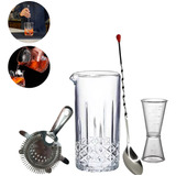 Kit Mixing Glass Com Strainer Dosador De Bebidas E Bailarina