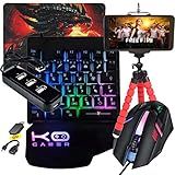 Kit Mobilador Gamer Com Teclado One Hand Rgb   Mouse Óptico 1600dpi   Pad Speed Estampado   Hub Usb  TIPO C 